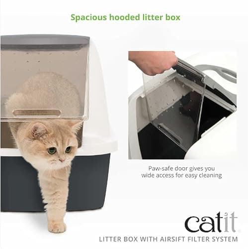 Catit Airsift Jumbo Hooded Litter Pan, Warm Gray/White - Privacy and Easy Access for Cleaning - Ideal for Larger or Multiple Cat Households thumbnail 2