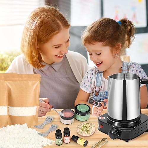 SAEUYVB Candle Making Kit, Candle Making Kit for Adults - DIY Starter Soy Candle Making Supplies-Including Soy Wax,Electric Stove,Melting Pot,Candle Wicks,Rich Scents,Stickers,Etc thumbnail 6
