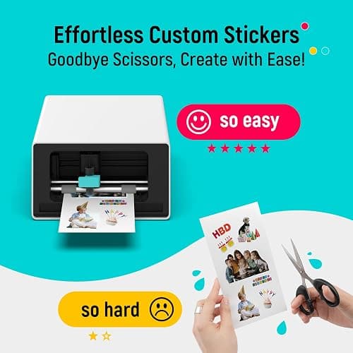 Liene PixCut S1 Color Sticker Printer & Cutting Machine - All-in-One Sticker Maker for DIY Crafts, Custom Labels & Gifts. Thermal Dye-Sublimation Photo Printer, 300 DPI, Precise AI Auto-Cutting thumbnail 10