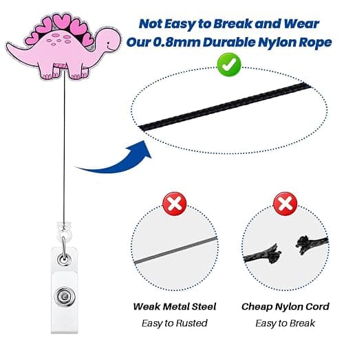 Cute Nurse Badge Reel Retractable ID Badge Holder Clip Funny Pink Dinosaur Badge Reel Pediatric Nursing Student Name Badge Holders, RN CNA MA Medical Worker Nurse Accessories Gifts (2Pcs) thumbnail 3
