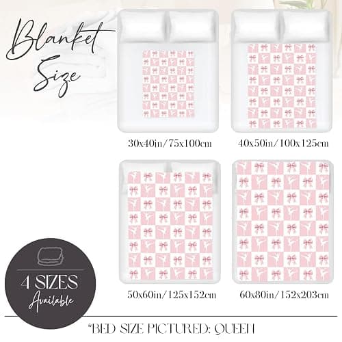 Pink Bow and Ballet Blanket for Women Girls, Soft Home Decorations for Nursery Crib, Girls, 30 x 40 Inches thumbnail 5