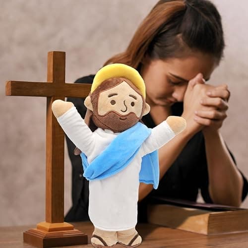 Yelakey Jesus Plush Jesus Stuffed Doll Christian Stuff Plushie Toys Religious Party Favors Gifts for Kids for Christening Easter Christmas (brownblue) thumbnail 7