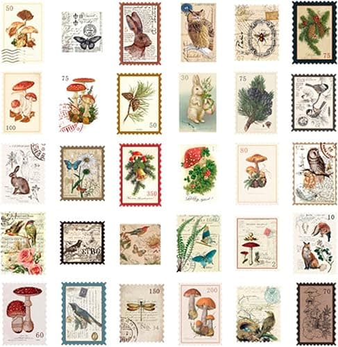 240pcs Vintage Postage Stamp Stickers, Aesthetic Botanical Deco Paper Sticker for Scrapbooking, Journaling Supplies, Planners, Kid DIY Art Crafts, Bullet Journal thumbnail 6
