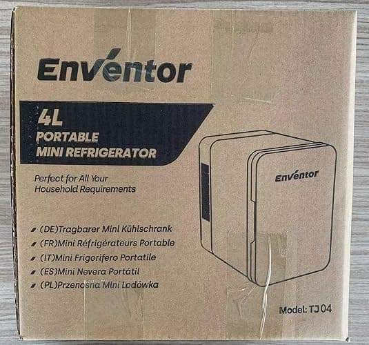 Enventor Mini Fridge 4 Litre, 6 Can Mini Fridges for Bedrooms, AC+12V DC Power Cooler & Warmer, Portable Small Fridge for Car, Travel, Home/Skincare, Makeup, Cosmetics/Drinks, Fruit, Food, White thumbnail 10