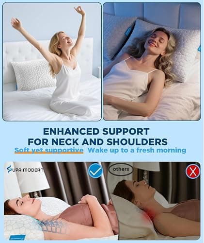 SUPA MODERN Cooling Pillow Queen Size Set of 2, CertiPUR-US Shredded Memory Foam Pillows for Sleeping, Cool Bed Pillows for Hot Sleepers, Adjustable Firm Pillow for Side,Back,Stomach Sleepers thumbnail 8