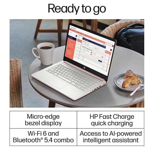 HP Rose Gold Ultrabook Laptop with Microsoft Office 365, Intel 2-Core CPU, 1.1TB Storage (1TB OneDrive and 64GB SSD), 8GB RAM, Windows 11, No Mouse thumbnail 4
