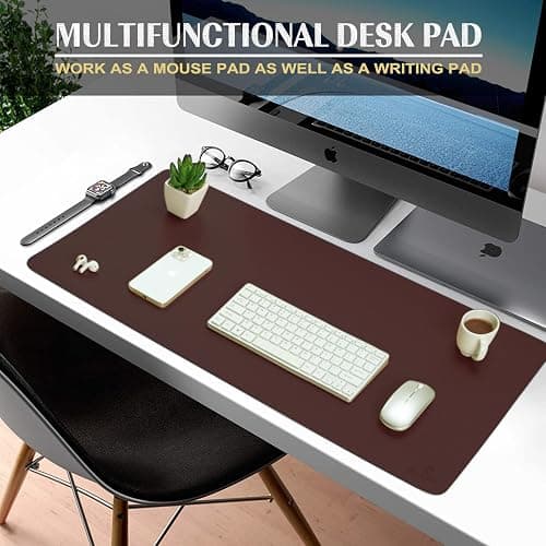 K KNODEL Large Office Desk Mat, Leather Mouse Pad (31.5"x15.7", Dark Brown) | Desk Pad, Keyboard Pad, Computer and Laptop Mat, Desktop Protector and Cover, Writing Pad and Blotter for Home Office thumbnail 2