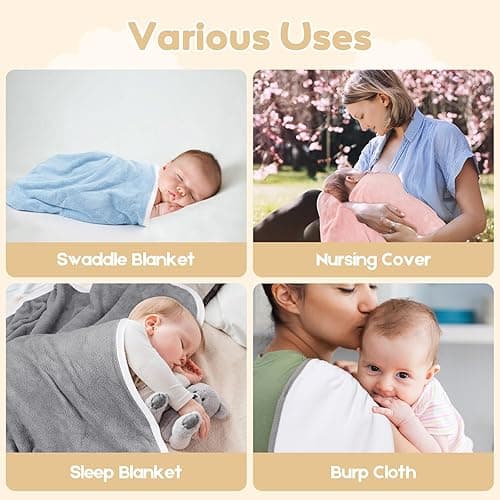 UNIMADE Hooded Towel for Newborn, 4 Pack Soft Coral Fleece Baby Towels, Ultra Absorbent Bath Cloths Bulk for Infants, Toddlers, Newborn Essential- 30 x 30 inch - Grey - Grey thumbnail 4