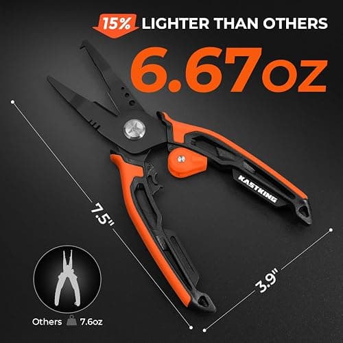 KastKing AeroVice 7.5” Fishing Pliers, 420 Stainless Steel, Uni-Body Construction, Lightweight & Corrosion-Resistant, Multi-Function Jaws, Braid Cutters, Sheath, Lanyard & Carabiner thumbnail 3