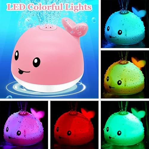 Baby Bath Toys 6-12 Months - Rechargeable Toddla Whale Bath Toys Sprinkler Light Up Pool Bathtub Tub Toys for Toddlers Infants Kids Ages 1-3 2-4 3-5 Spray Water Baby Easter Birthday Shower Gifts thumbnail 6