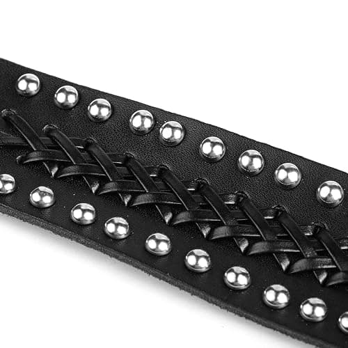 Eigso Vintage Retro Punk Braceler Wide Belt Wristband PU Leather Snap Button Clasp for Men Women thumbnail 3