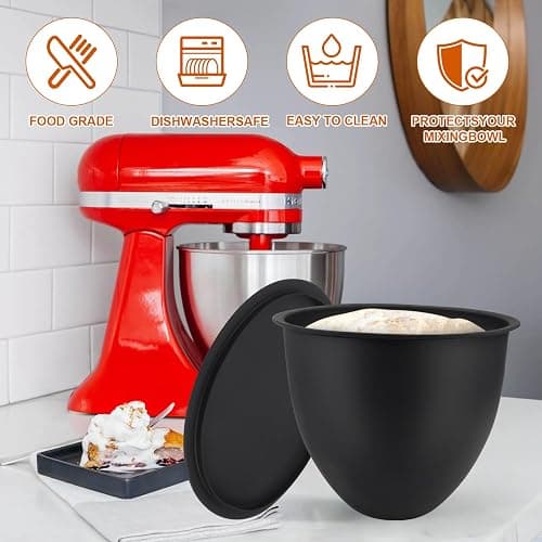 Silicone Liners for 5 Qt Tilt-Head Mixers, Mixer Bowl Accessories and Attachments for Baking and Cooking, Replacement Mixer Bowls (Black, 1 Pcs) thumbnail 4
