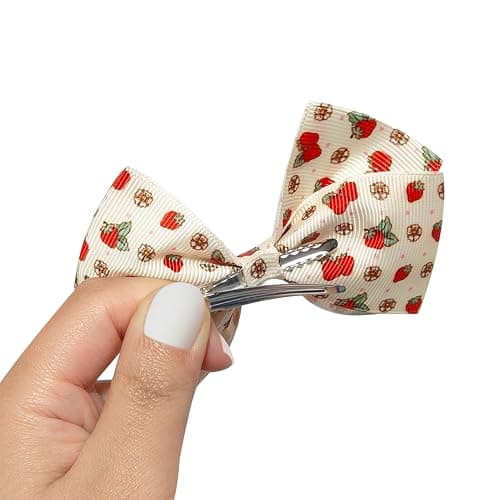LUV HER Strawberry Shortcake Alligator Hair Clips for Kids – 7-Pack Non-Slip 4-Inch Hair Bows – Girls Hair Accessories with Sweet Character Prints – Ages 3+ – Non-Toxic Material thumbnail 4