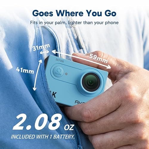 AKASO EK7000 4K30FPS 20MP WiFi Action Camera with EIS Ultra HD 131FT Waterproof Underwater Camera Remote Control 4X Zoom Support External Microphone Blue thumbnail 7