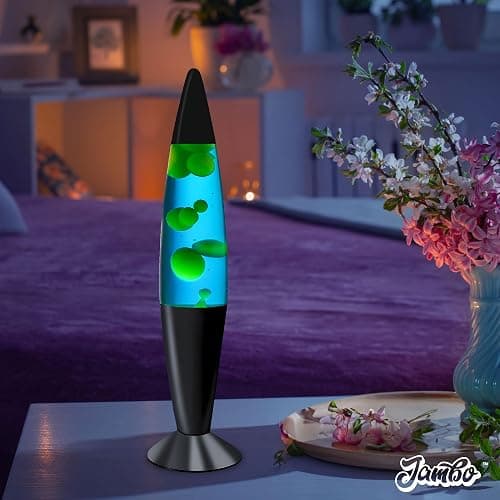 JAMBO 16" Beautiful Lamp- Blue with Yellow/Green Wax, Relaxing Liquid Lamp for Living Room Office Bedroom Adults Teens Kids, Magma Light, Night Light Nightlight, Home Decor thumbnail 9