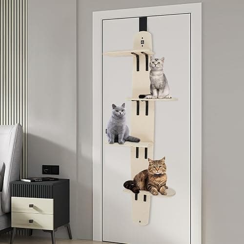 Arbre à chat à 4 étages avec porte - Arbre d'escalade peu encombrant pour chats avec surfaces de couchage XL (jusqu'à 20 kg de charge maximale) thumbnail 5