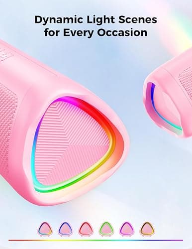 Bluetooth Speaker, 20W HD Sound, Portable Wireless, IPX5 Waterproof, Up to 24H Playtime, TWS Pairing, for Home/Party/Outdoor/Camping/Beach Essentials, Electronic Gadgets, Birthday Gift (Pink) thumbnail 3