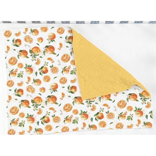 Watercolor Oranges Baby Blankets for Girl Boy Orange Branches Flowers Leaves Soft Mink Dotted Backing Double Layer Swaddle Receiving Blanket for Toddler Nursery Summer Citrus Fruit Bed Blanket 30x40 thumbnail 4