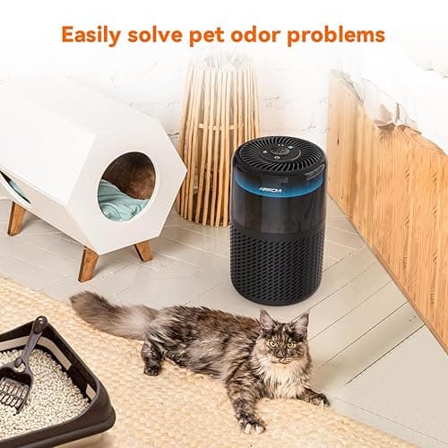 AIRROMI Air Purifier for Bedroom Home,HEPA Filter,Covers Upto 549 Ft²,Quiet 360°intake Air Cleaner with Fragrance ponge for Better Sleep,Night Light,Filters Smoke,Pet Dander,Allergies,Dust,A2005 Black - Black thumbnail 8