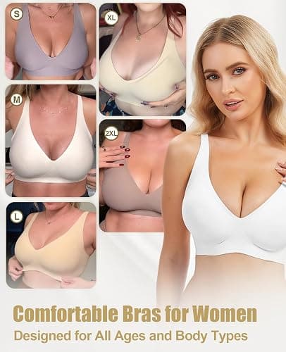 Jelly Wireless Bra Deep V Push Up Seamless T-Shirt Comfortable Plunge No Underwire Bras with Adjustable Straps Everyday Bras thumbnail 5
