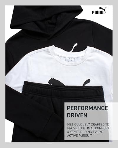 PUMA Boys Sweatpants Set - 3 Piece Fleece Pullover Hoodie Boys TShirt and Jogger Pants Youth Kids Activewear Set (8-16) thumbnail 3