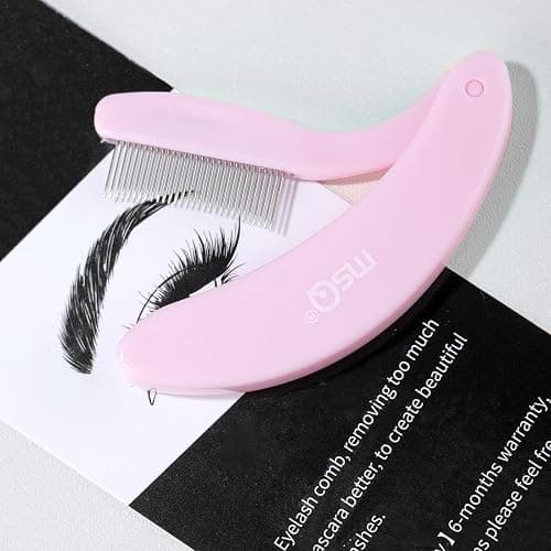 Eyelash Comb MSQ Eyelash Separator Tool Eyelash Comb Separator Folding Eyelash Brush Separator Lash Comb for Eyelash Makeup Brush (Pink) thumbnail 7