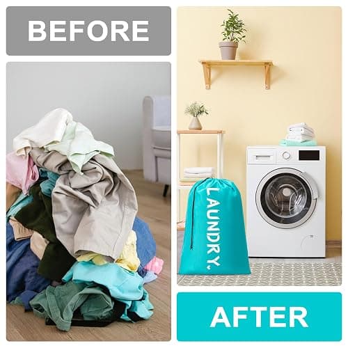 4 Pack Travel Laundry Bag,24" x 36", Extra Large Dirty Clothes Organizer | Machine Washable with Drawstring, Holds 3-4 Loads of Laundry,Fit a Laundry Hamper or Basket Travel Essentials thumbnail 7