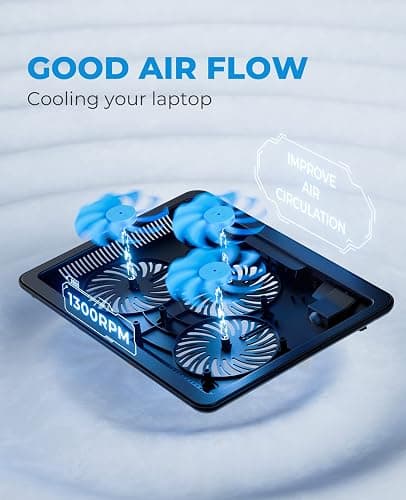 havit HV-F2056 15.6"-17" Laptop Cooler Cooling Pad - Slim Portable USB Powered (3 Fans), Black/Blue thumbnail 7