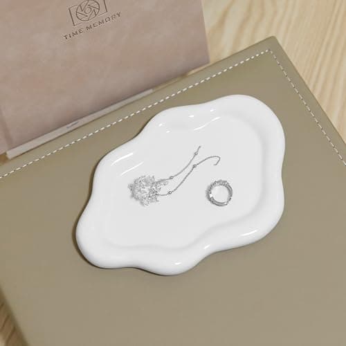Lynagert Cloud Trinket Dish, Chubby Jewelry Tray, Ceramic Jewelry Ring Trinket Dish for Rings Earrings Necklace Organizer, Mother's Day Thanksgiving Christmas Birthday Bridesmaid Gifts (White) thumbnail 7