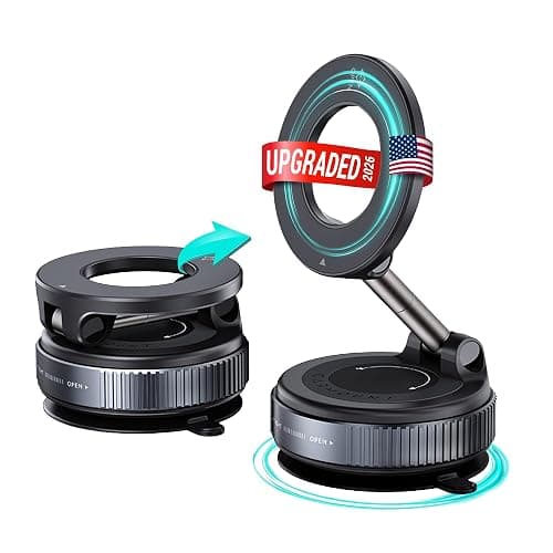 CARMOUNT Clutch-X One – Upgraded Vacuum Phone Mount Suction Cup Car Phone Holder for iPhone, Window Phone Mount, 360° Vacuum Magnetic Phone Holder for Car, Magnetic Phone Holder with Suction Cup - Image 1