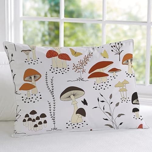 MUSOLEI Mushroom Bedding Set, Full, 3Pc, Deep Pocket, Cottagecore, for Kids, 03, Polyester Microfiber, Breathable, Fade Resistant, 54x75in, Includes Fitted Sheet & 2 Pillowcases thumbnail 6
