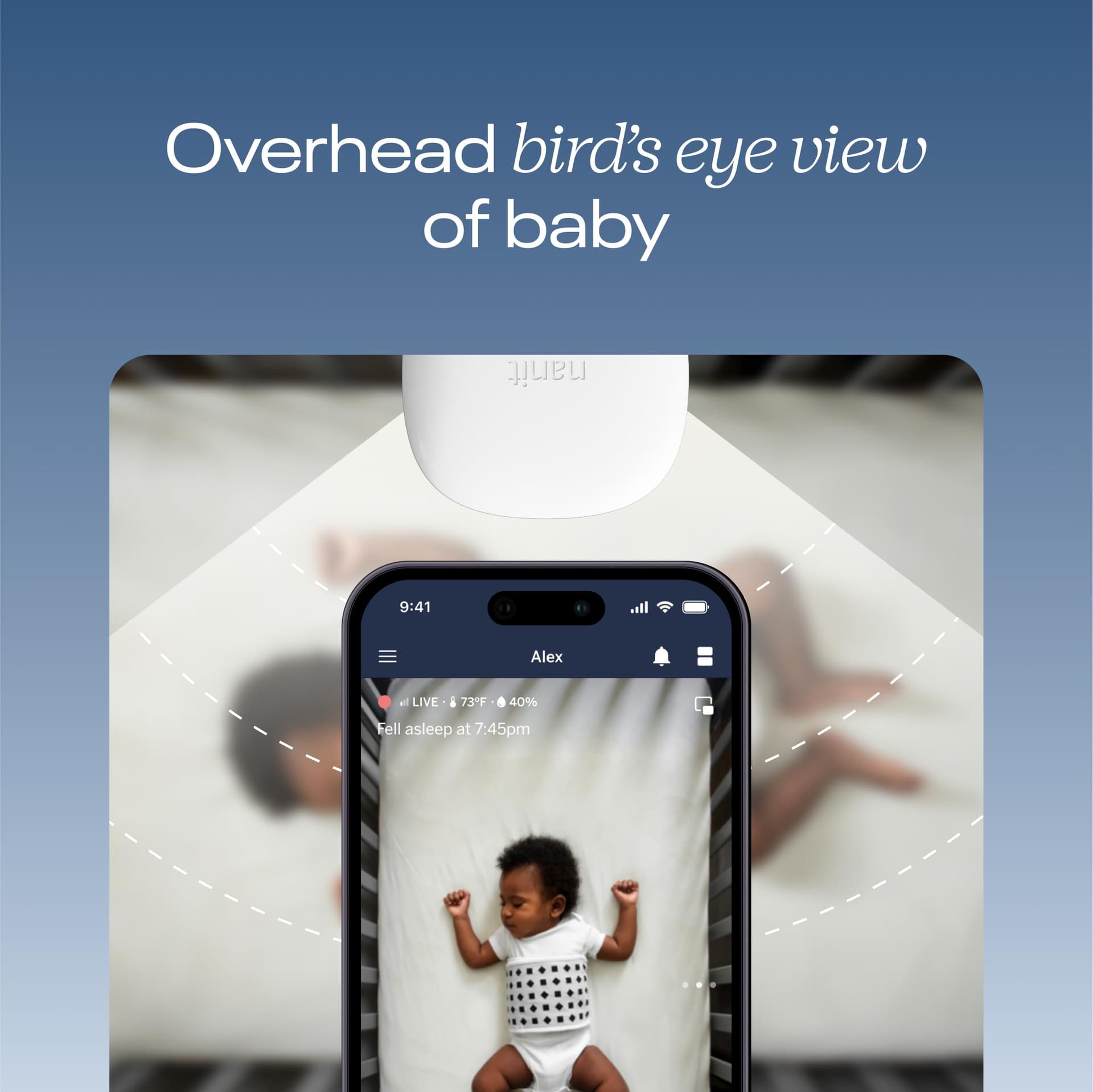 Nanit V2 Pro Baby Monitor & Floor Stand - Smart Wi-Fi Baby Monitor, Contact-Free Breathing & Sleep Tracking Monitor, 1080p HD Night Vision Camera,iOS and Android Compatible, AU Plug, White thumbnail 2