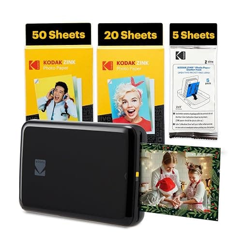 KODAK Step Instant Smartphone Photo Printer - 75 Sheets Bundle - Portable Mini Color Wireless Mobile Printer - Zink 2x3” Sticky-Back Photos - Bluetooth Compatible with Smart Devices - Fun App -Black - Image 1