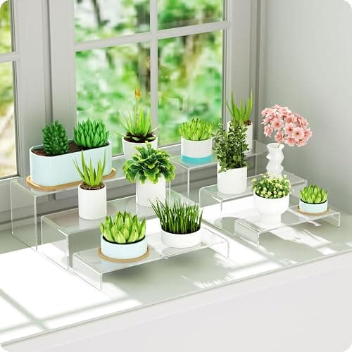 NIUBEE Acrylic Display Riser, 6 Pcs 12" Large Acrylic Risers, 2 Set Clear Rectangular Stands for Candy Dessert Cupcakes, Collectibles Display Stands Shelf for Display for Funko POP Figures thumbnail 5