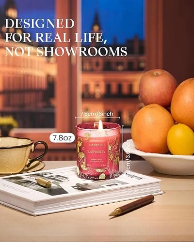 M&SENSE Raspberry Scented Soy Candles, 8.1oz 42-Hour Burn Time Vegan No Toxin, Aromatherapy Relaxing Refreshing Candles for Stress Relief, Fall Winter Thanksgiving Christmas Gifts Housewarming Gift thumbnail 4