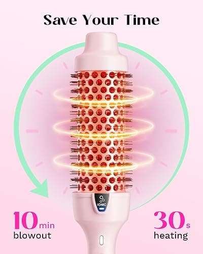 Wavytalk Thermal Brush, Blowout Express 1.5 Inch Negative Ion Thermal Round Brush Creates Blowout Look Makes Hair Shinier & Smoother, Dual Voltage, Easy to Use (Pink) thumbnail 5