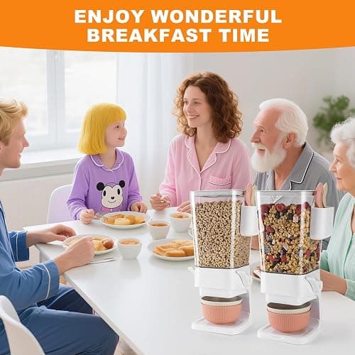 Osacoe Cereal Dispenser Countertop 2 Pack with Bowls Spoons Cutlery Box,5.5 QT Dry Food Dispenser Snack Organizer Containers Storage with Lids for Pantry Kitchen Organization Oatmeal Nut Granola Candy thumbnail 5