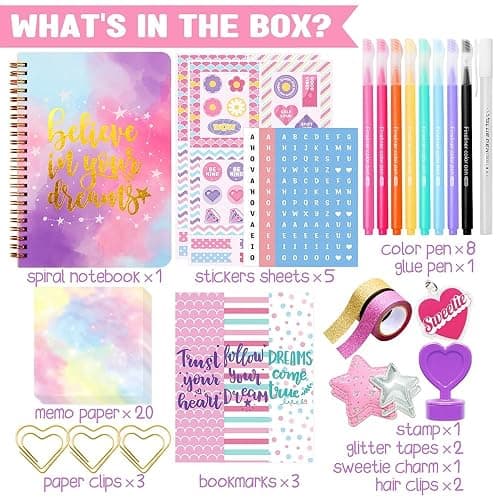 Nollh DIY Journal Kit for Girls - DIY Journal Set for Tween & Teen Girls, Stationery Set, Scrapbook & Diary Supplies Set, Journaling Art Crafts Kit, Ideal Gifts for 8 9 10 11 12 13 14 Year Old Girl thumbnail 5