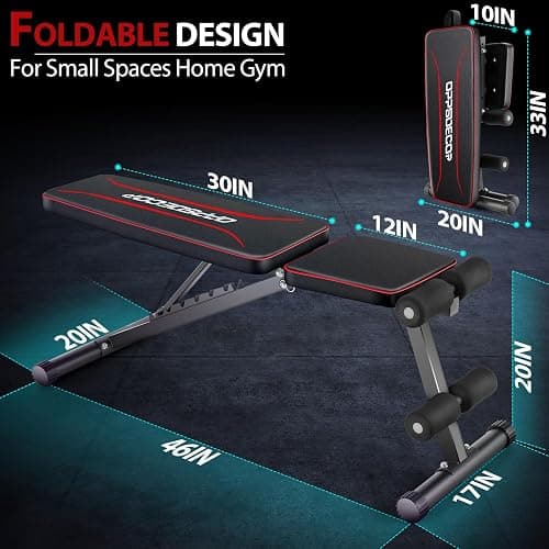 OPPSDECOR Weight Bench for Home Gym, 660LBS Fast Foldable Workout Bench Press for Home Gym Full Body Strength Training, 8 Adjustable Backrests Incline/Flat/Decline Sit up Bench thumbnail 7