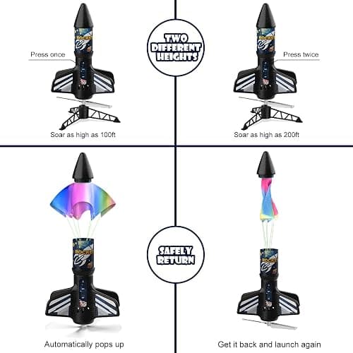 Rocket Launcher for Kids, Self Launching Motorized Air Rocket Toy, Outdoor Toys for Ages 8-12, Model Rockets with Parachute Safely Land, Spaceship Launch up to 200 ft Birthday Gifts for Boys thumbnail 7