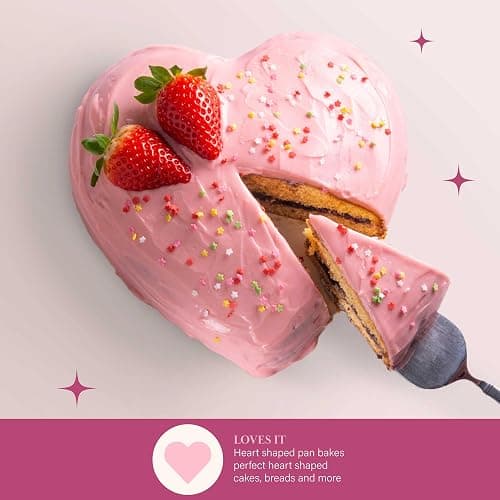 Paris Hilton Heart Shaped Nonstick Bakeware Set, Easy Release Carbon Steel, Includes two 9.5-Inch Pans and four Mini 3.5-Inch Pans, Dishwasher Safe, Made without PFAS or PFOA, 6-Piece Set, Pink thumbnail 6