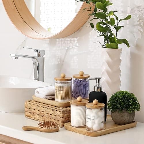 6-Pack Bamboo Qtip Holders - Bathroom Storage for Cotton Balls, Swabs, Pads, Floss thumbnail 4