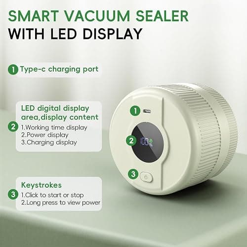 Mason Jar Vacuum Sealer Kit, Electric Sealer for Wide and Regular Mouth Mason Lids, Canning Vacuum Sealer Mason Jar, Automatic Vacuum Sealer Machine for Food Storage - Ivory thumbnail 2