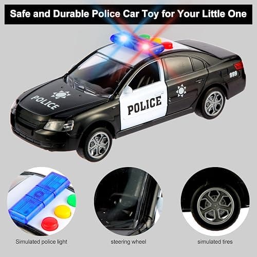 Cemirk Police Car Toy with Lights and Sounds, Friction Powered Cars for Kids, Durable 1:36 Scale Toy Car for Boys and Girls, No Battery Required thumbnail 5