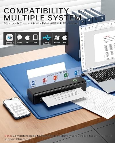 NDYIN Portable Printers Wireless for Travel, N80 Wireless Thermal Printer Bluetooth Inkless Printer Support 8.5" X 11" US Letter & A4, Compatible with iOS, Android, Laptop thumbnail 2