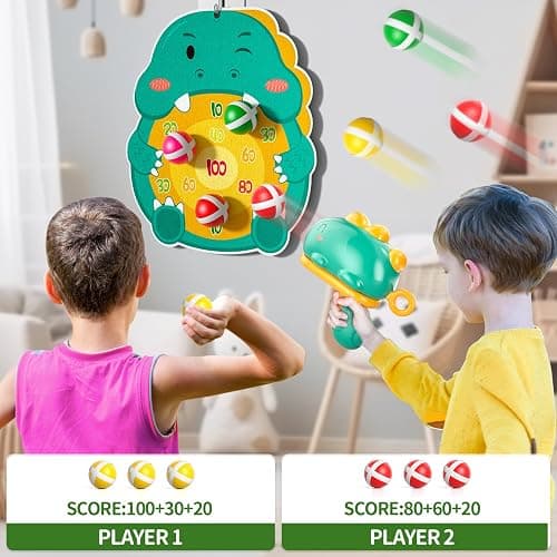 Bennol Dinosaur Shooting Game Toys Gifts for 3 4 5 6 Year Old Boys Kids, Dinosaur Outdoor & Indoor Dart Board with Sticky Balls Toys for Kids Ages 3-5 6-8, Birthday Gifts for 3+ Year Old Boys Girls thumbnail 5
