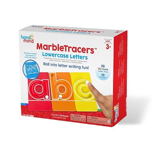 hand2mind MarbleTracers - Lowercase Letters, 24 Letter Tracing Trays, 10 Marbles, Preschool Learning Activities, Fine Motor Skills Toys, Kindergarten Centers for Classroom, Handwriting Practice - Image 1