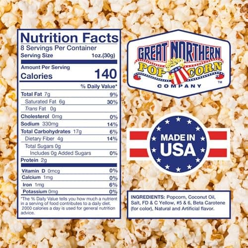 8oz Popcorn Machine Popcorn Packets - All-in-One Movie Theater Style Popcorn Kernels, Salt, and Oil Packs by Great Northern Popcorn (24 Case) thumbnail 8