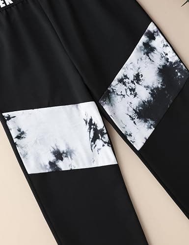 Glaoly Girls Clothes Tie-Dye Long Sleeve Sweatshirt Cool Patchwork Sweatpants 2 Piece Girls' Clothing Sets Size 6-14 Years - Tie Dye-white - 13-14 Years thumbnail 5