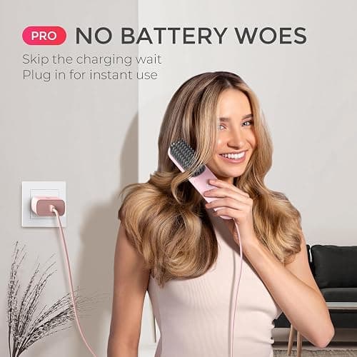 TYMO Cordless Hair Straightener Brush - Porta PRO Portable Straightening Brush for Travel, Mini Ionic Hot Comb Straightener for Women, Lightweight on-The-go, Cordless and Fast Charger Dual Power thumbnail 4